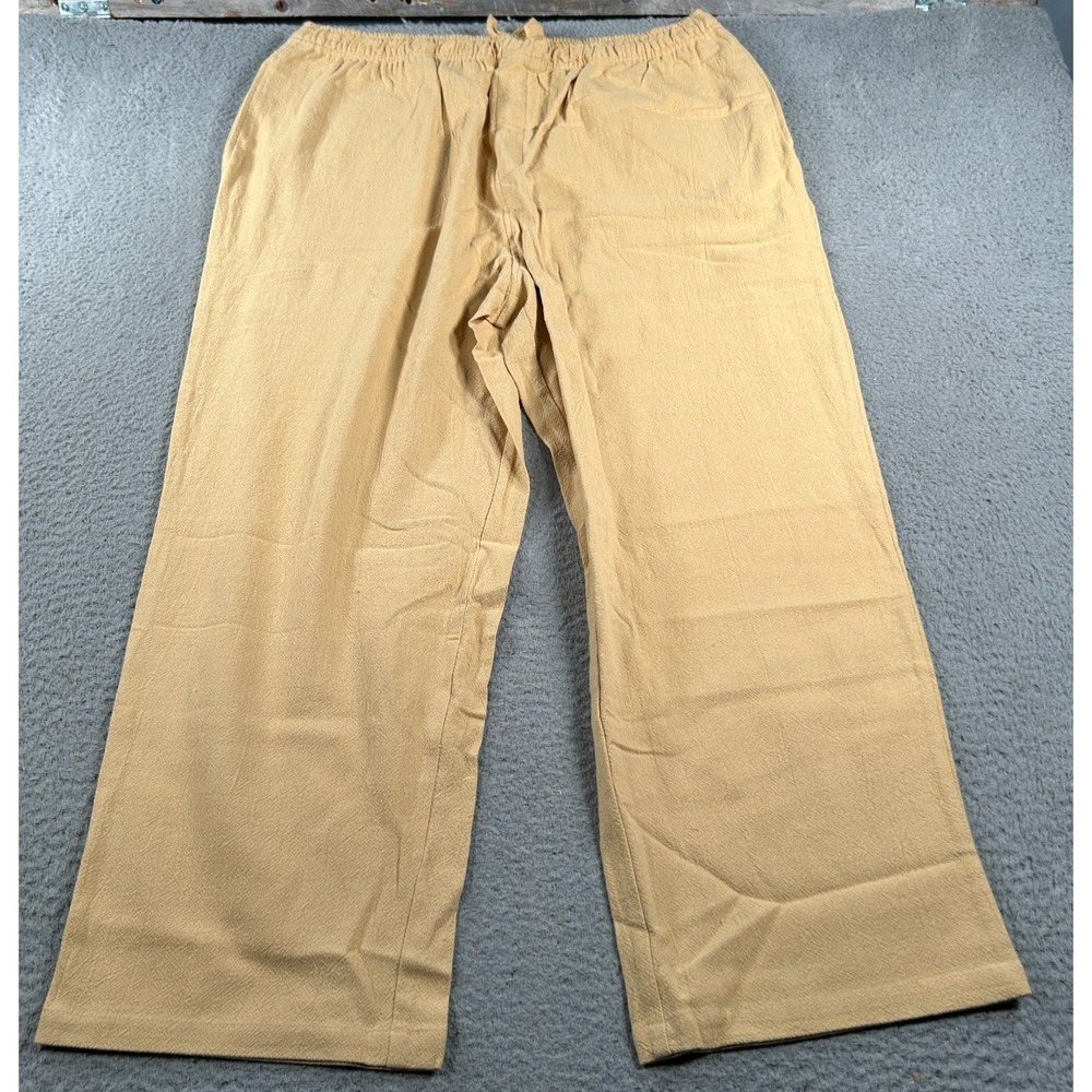 KS Island Pant Men's 2XL Yellow Cotton‎ Khakis Baggy Coastal Resortwear Beach